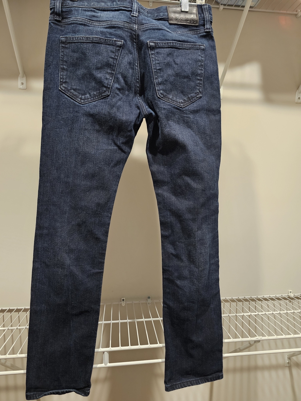 Express Men's Slim Straight Jeans in Dark Blue Wash